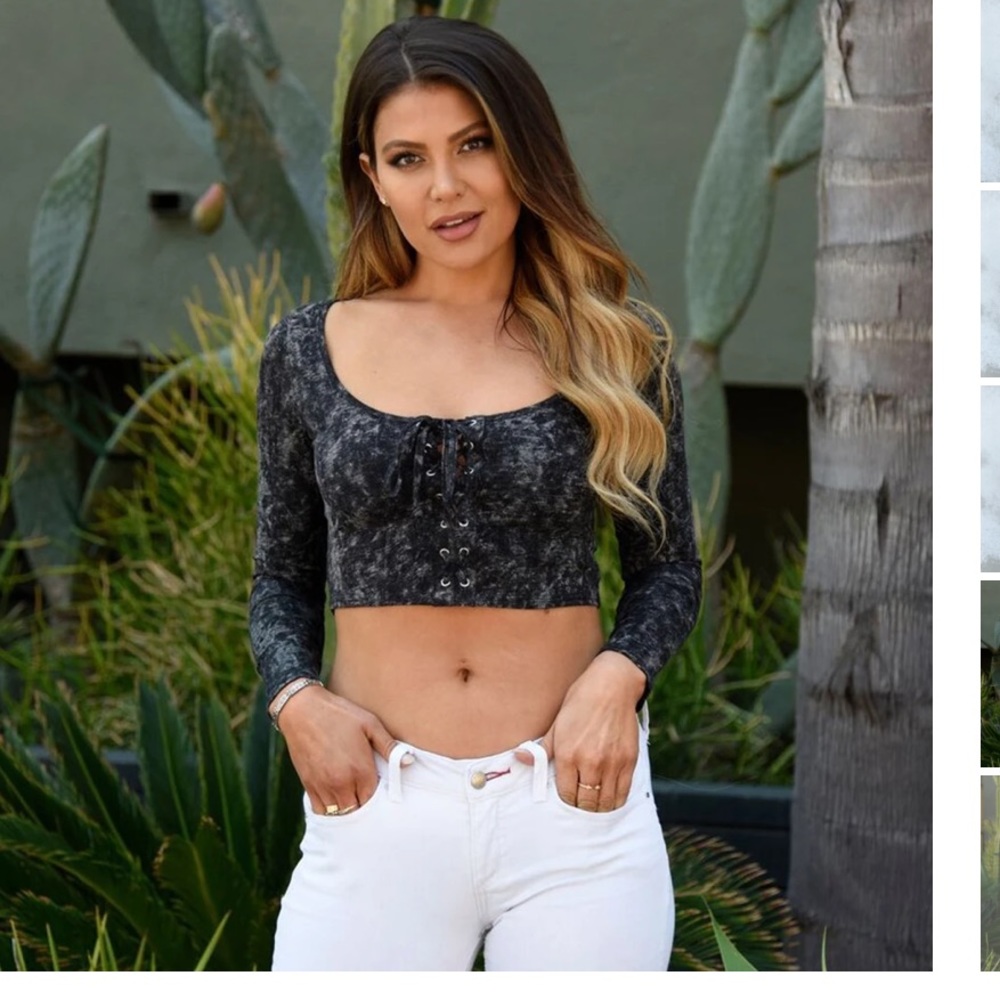 Dainty Hooligan NWT tie dye black white crop top